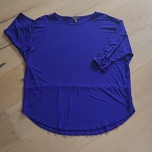 EUC Eileen Fisher Blouse Women's Medium Blue/Purple 1/2 Sleeve Flowy Top Shirt